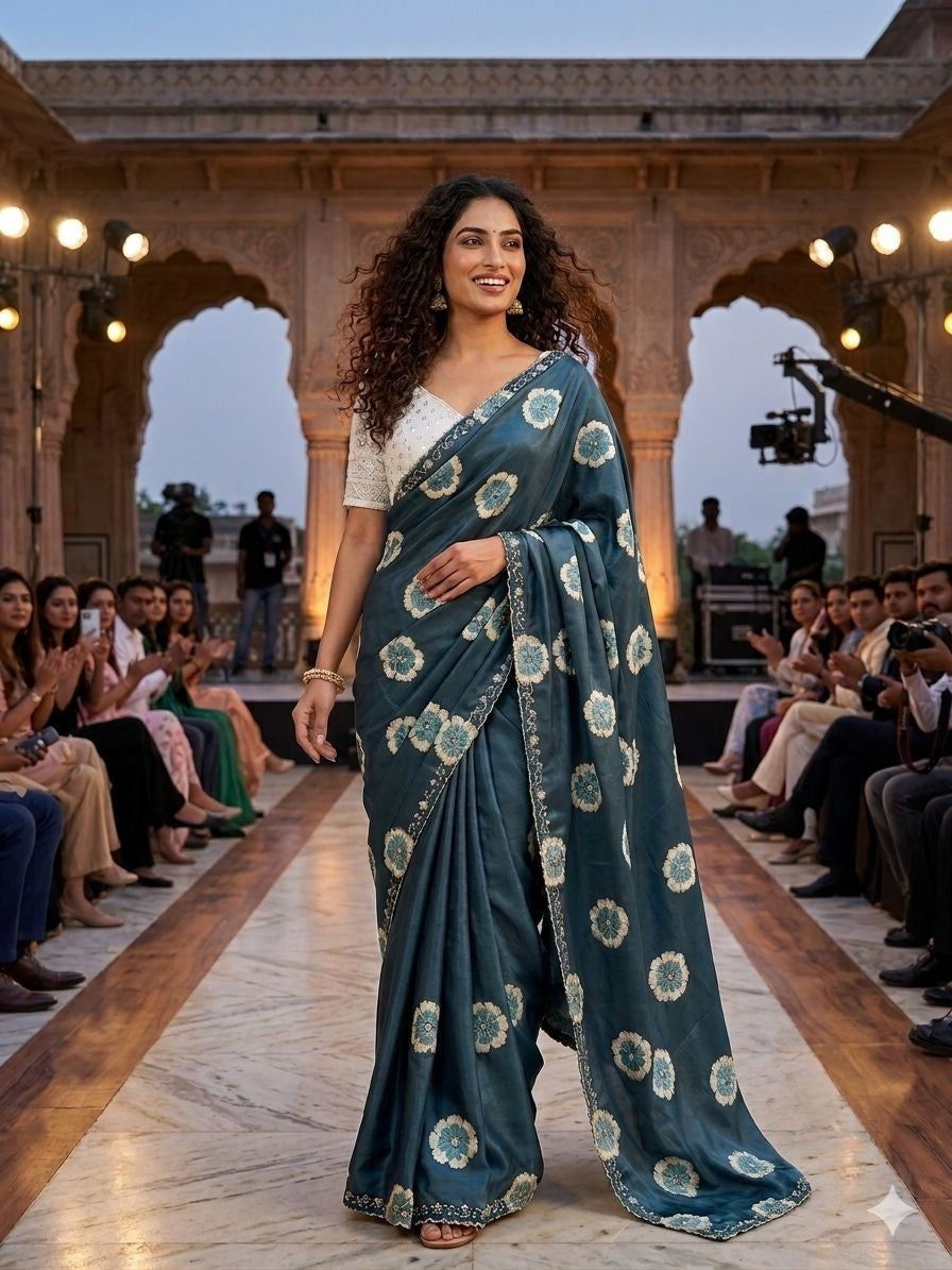 Floral Moti Grace Chinnon Saree