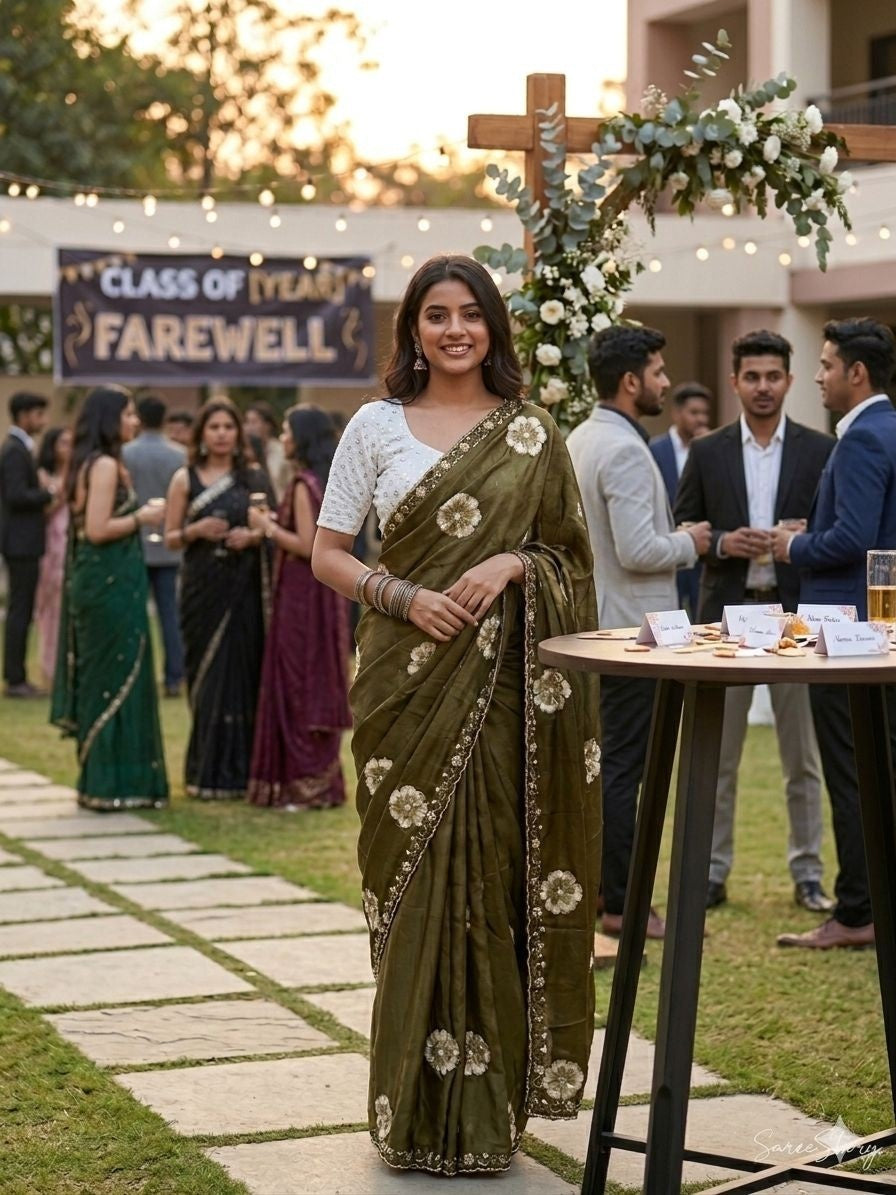 Floral Moti Grace Chinnon Saree