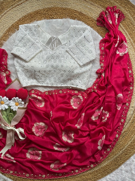 Floral Moti Grace Chinnon Saree