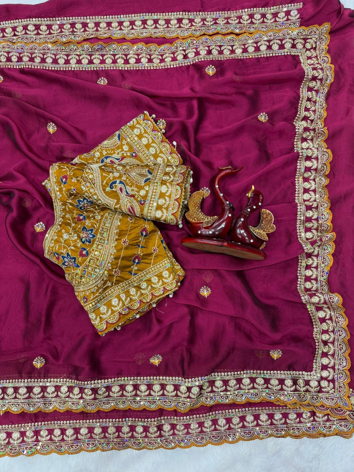 Wedding Special Rangoli Silk Saree With Designer Stichtched Embroidered Blouse