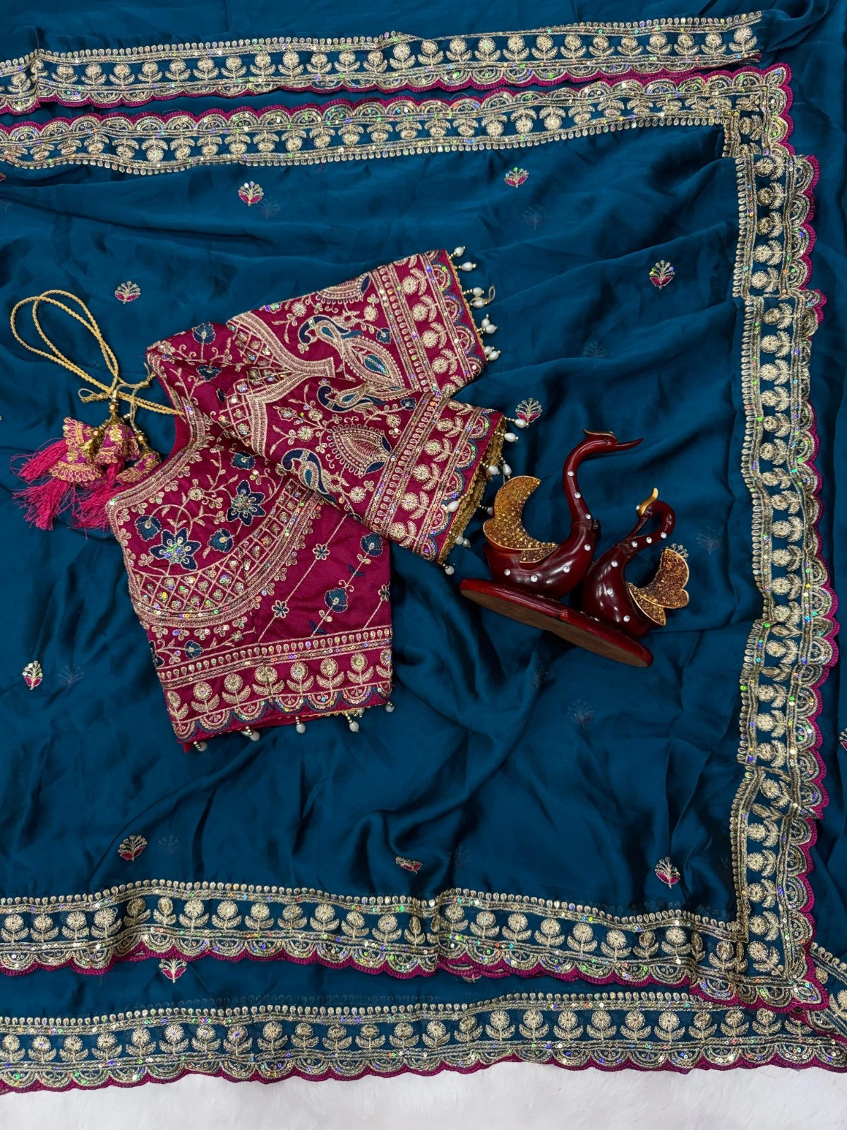 Wedding Special Rangoli Silk Saree With Designer Stichtched Embroidered Blouse