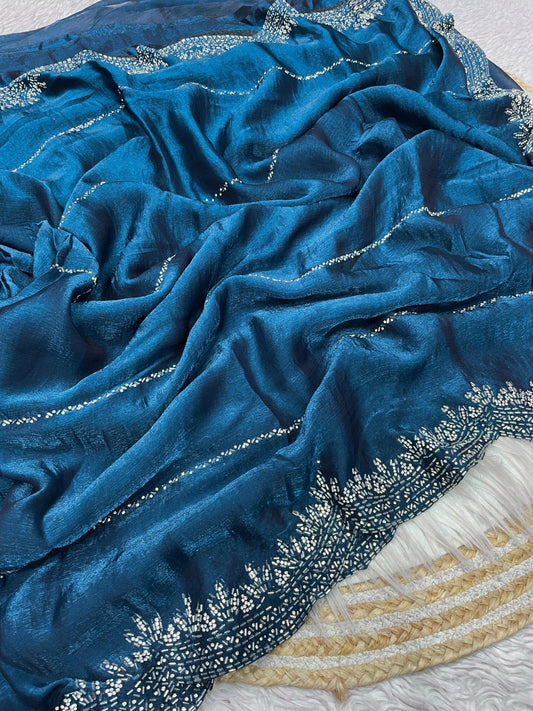 Premium Blooming Saree with Swarovski & Jarkhan Work