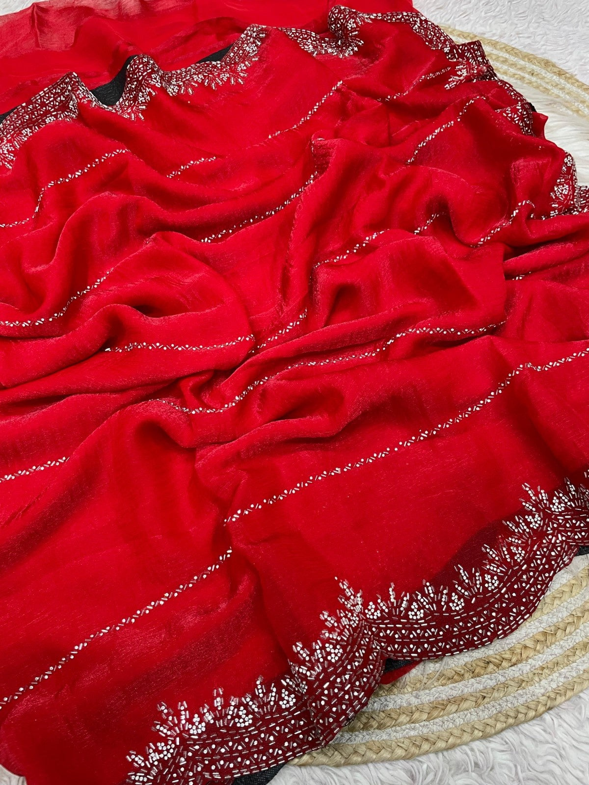 Premium Blooming Saree with Swarovski & Jarkhan Work