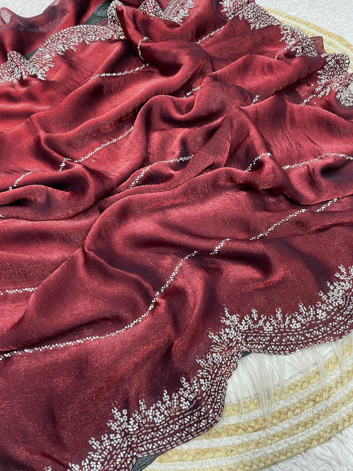 Premium Blooming Saree with Swarovski & Jarkhan Work