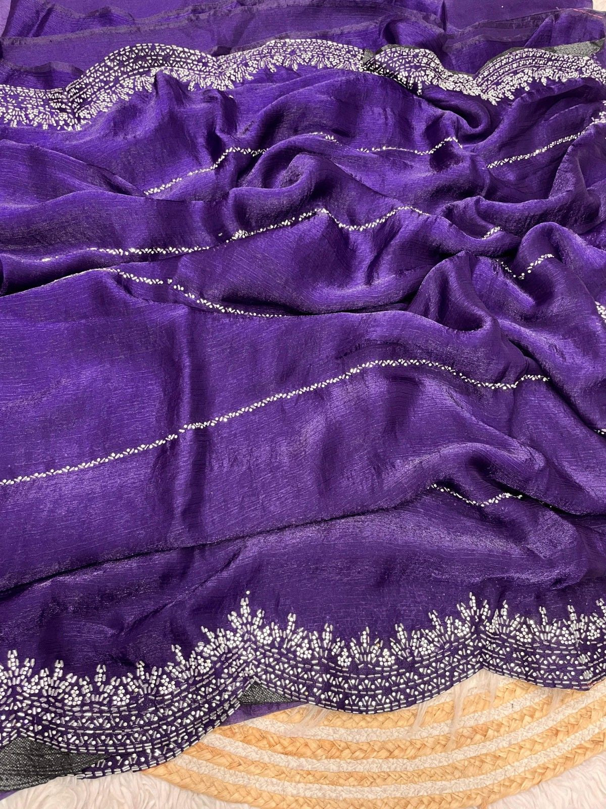 Premium Blooming Saree with Swarovski & Jarkhan Work