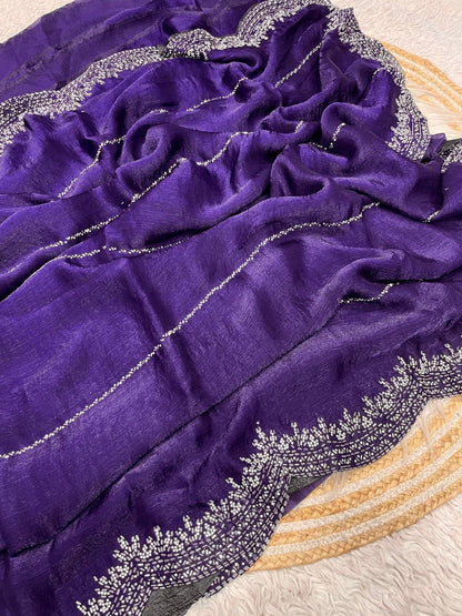 Premium Blooming Saree with Swarovski & Jarkhan Work