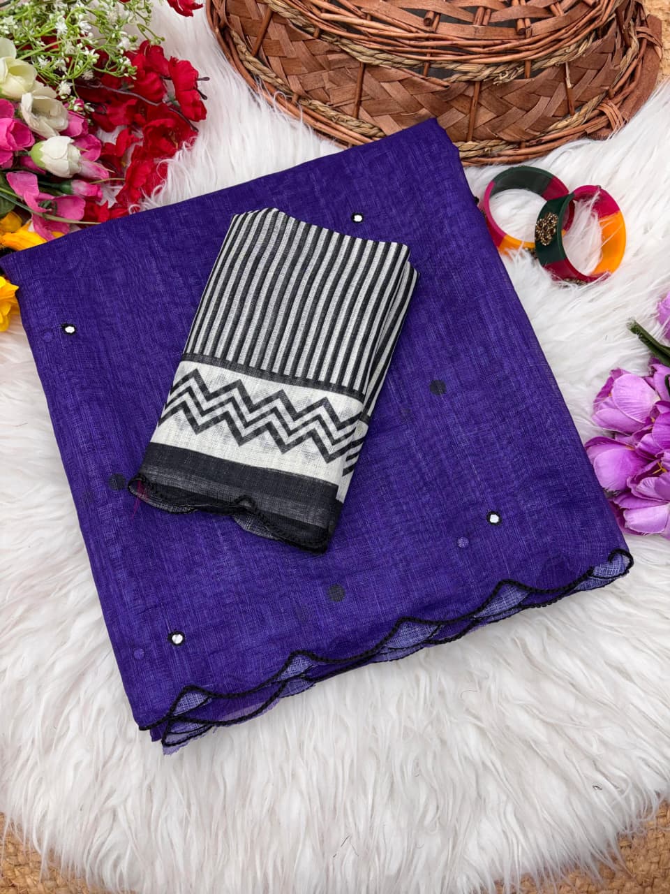 Soft Chanderi Cotton Saree With Rich Arco Border