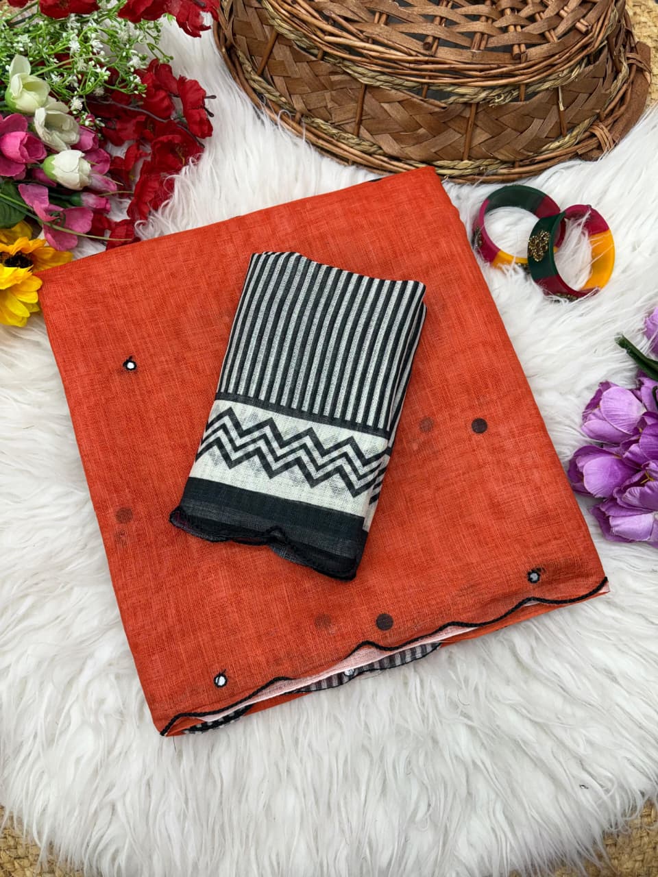 Soft Chanderi Cotton Saree With Rich Arco Border