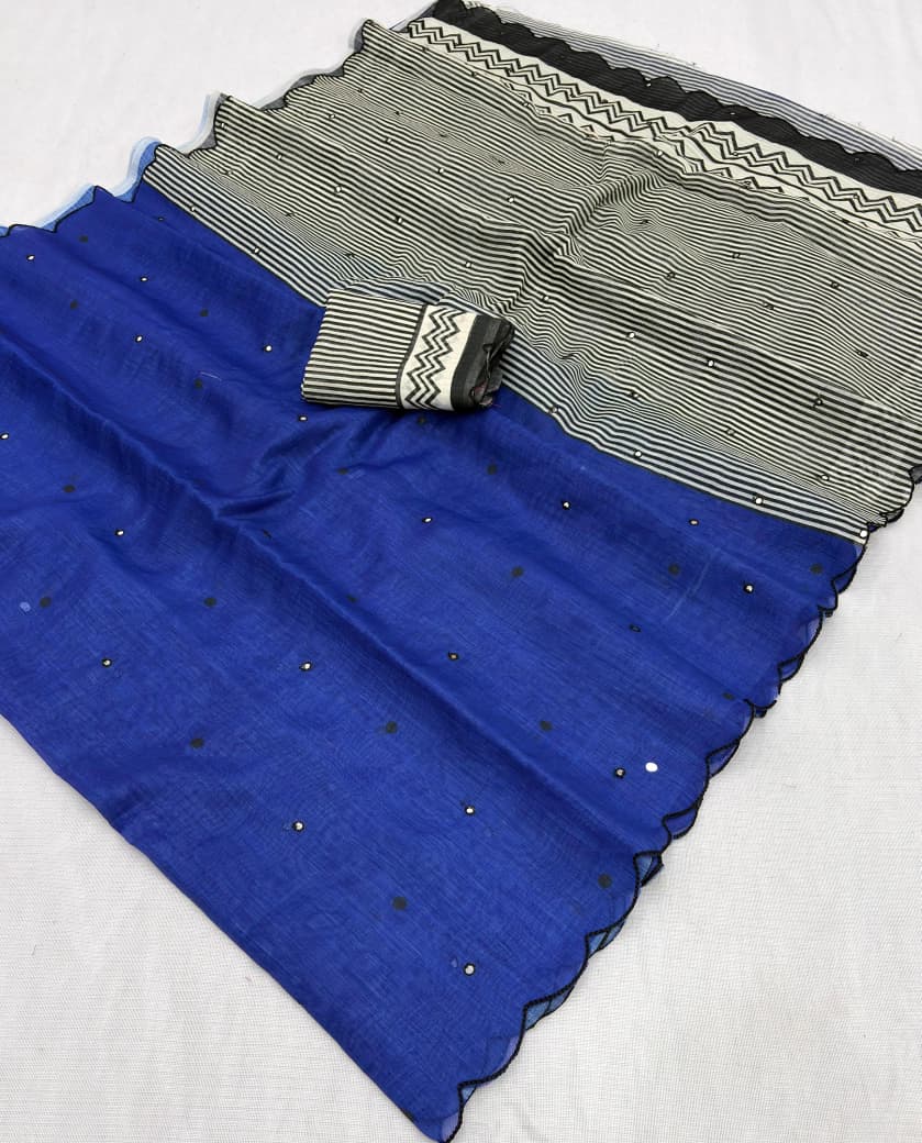 Soft Chanderi Cotton Saree With Rich Arco Border