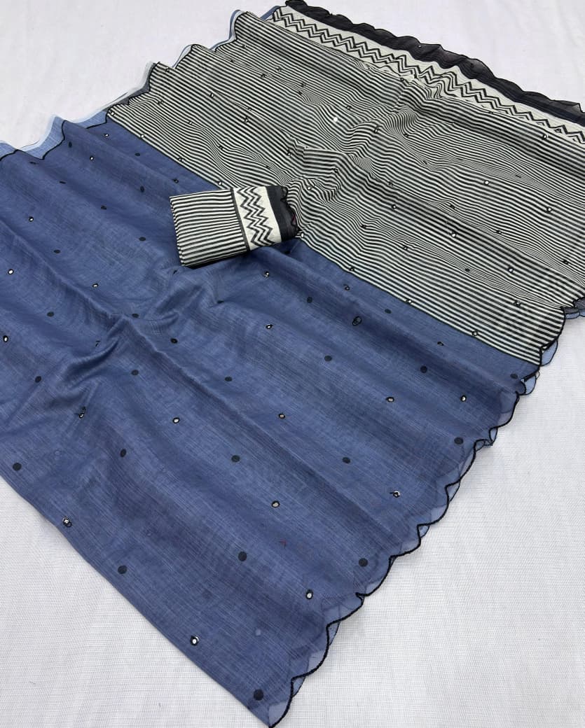 Soft Chanderi Cotton Saree With Rich Arco Border