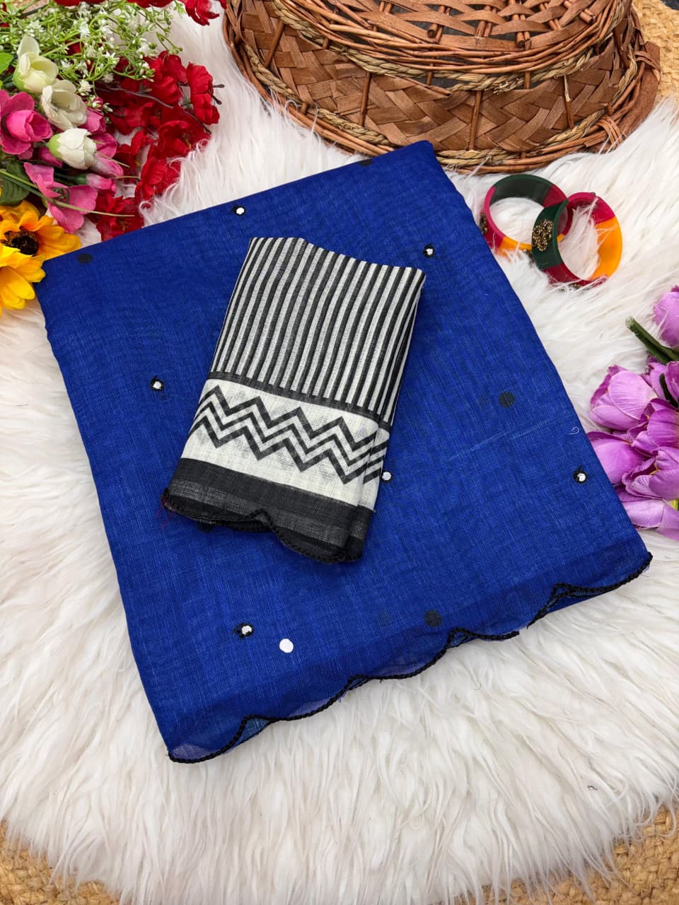 Soft Chanderi Cotton Saree With Rich Arco Border