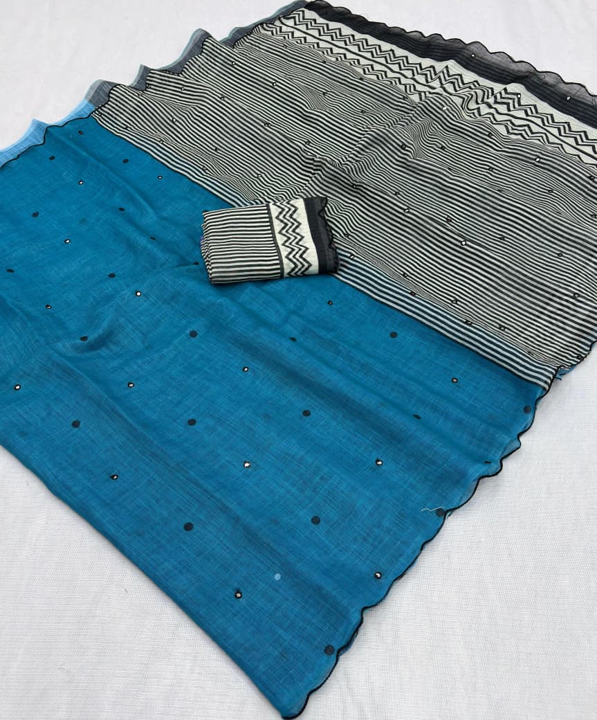 Soft Chanderi Cotton Saree With Rich Arco Border