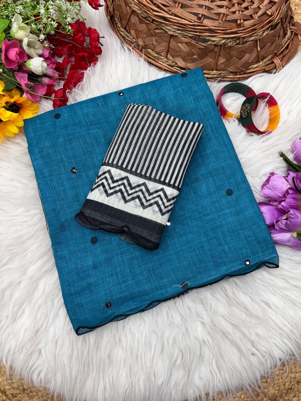 Soft Chanderi Cotton Saree With Rich Arco Border