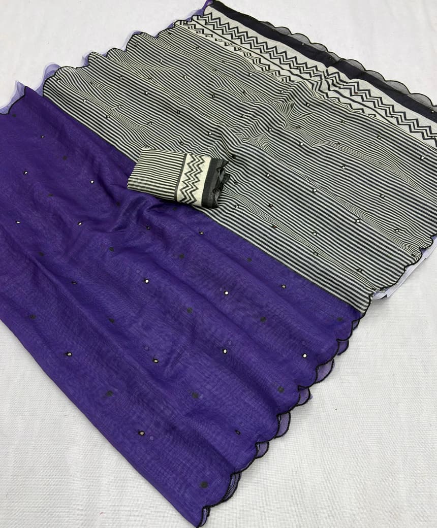 Soft Chanderi Cotton Saree With Rich Arco Border