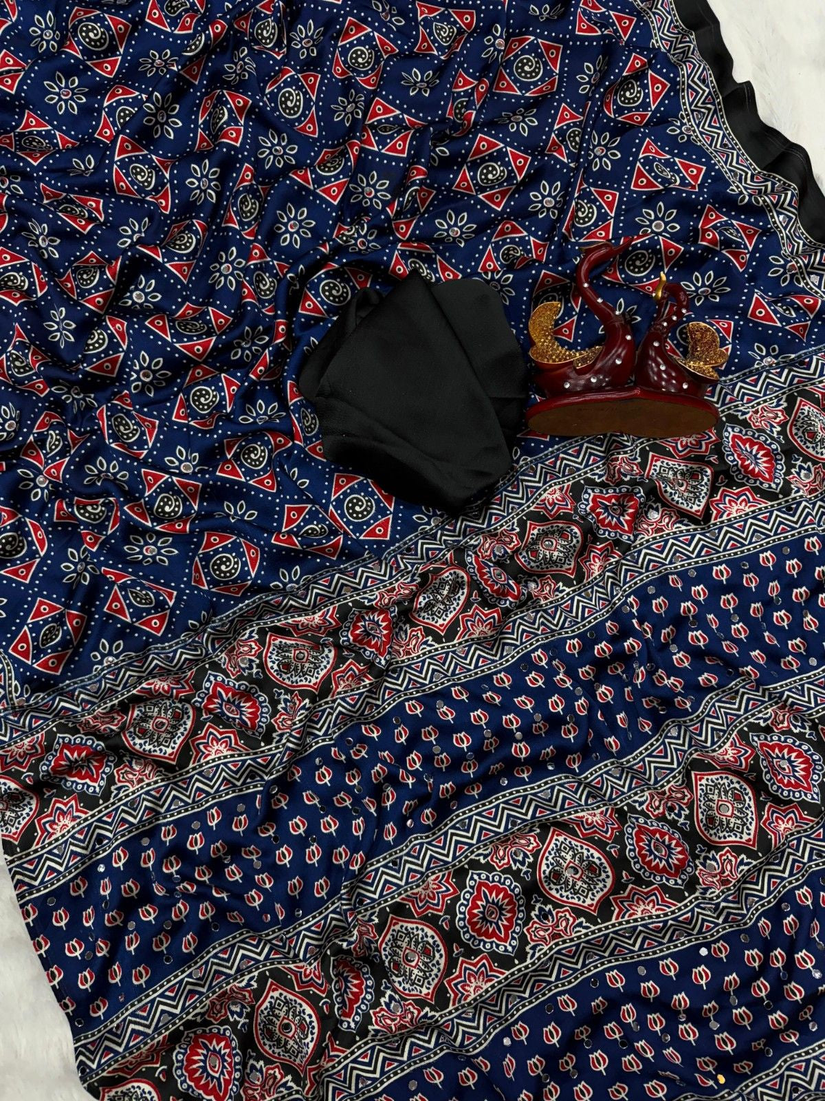 Ajarakh Elegance Soft Japan Satin Saree