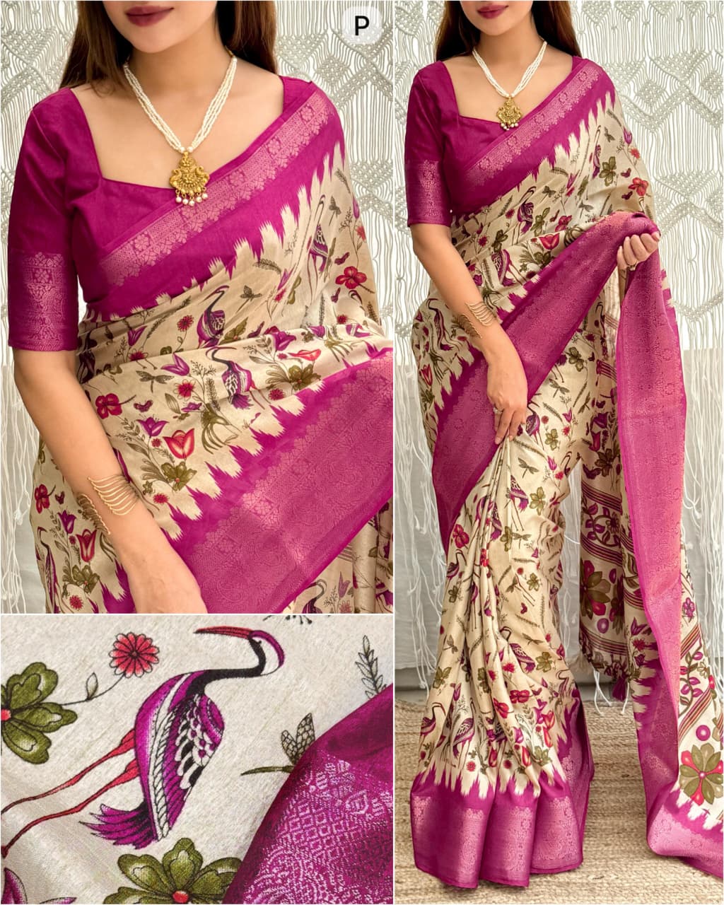 Designer printed Heritage Kalamkari Saree
