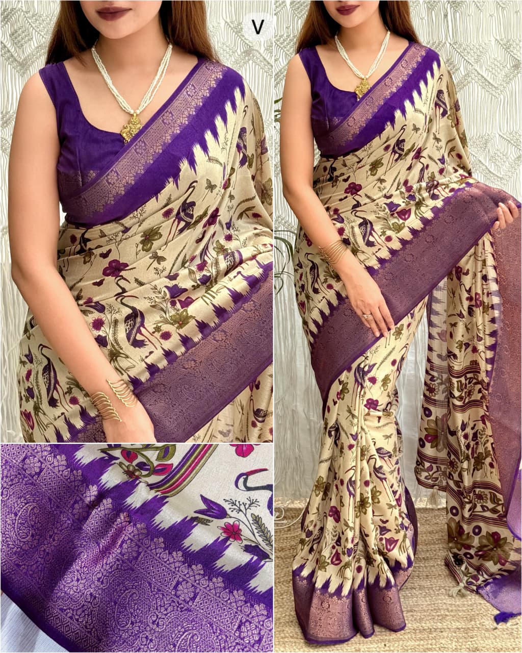 Designer printed Heritage Kalamkari Saree