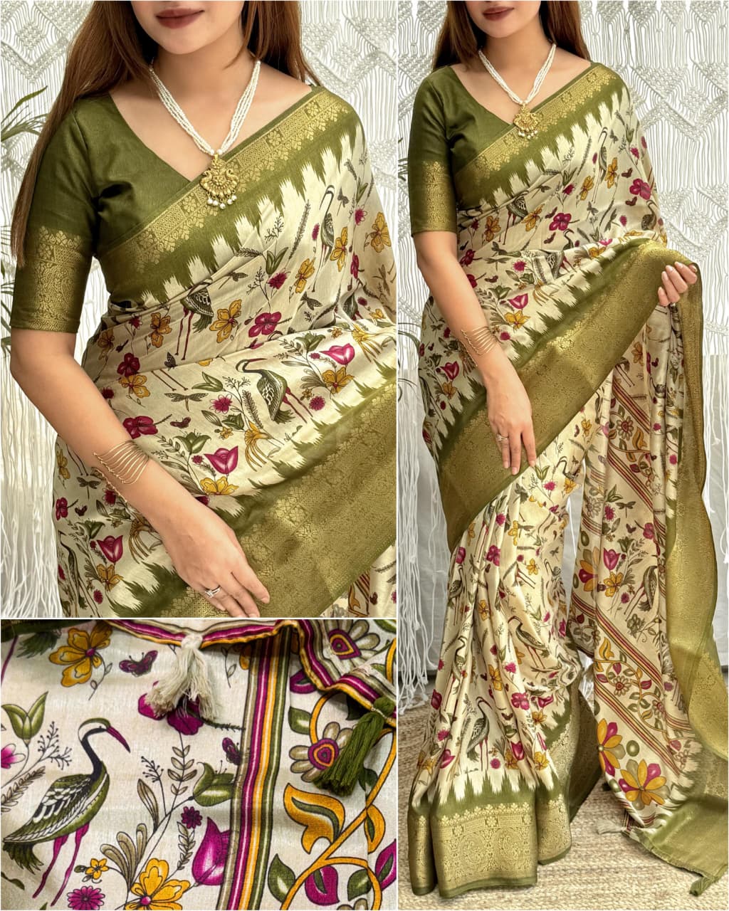 Designer printed Heritage Kalamkari Saree