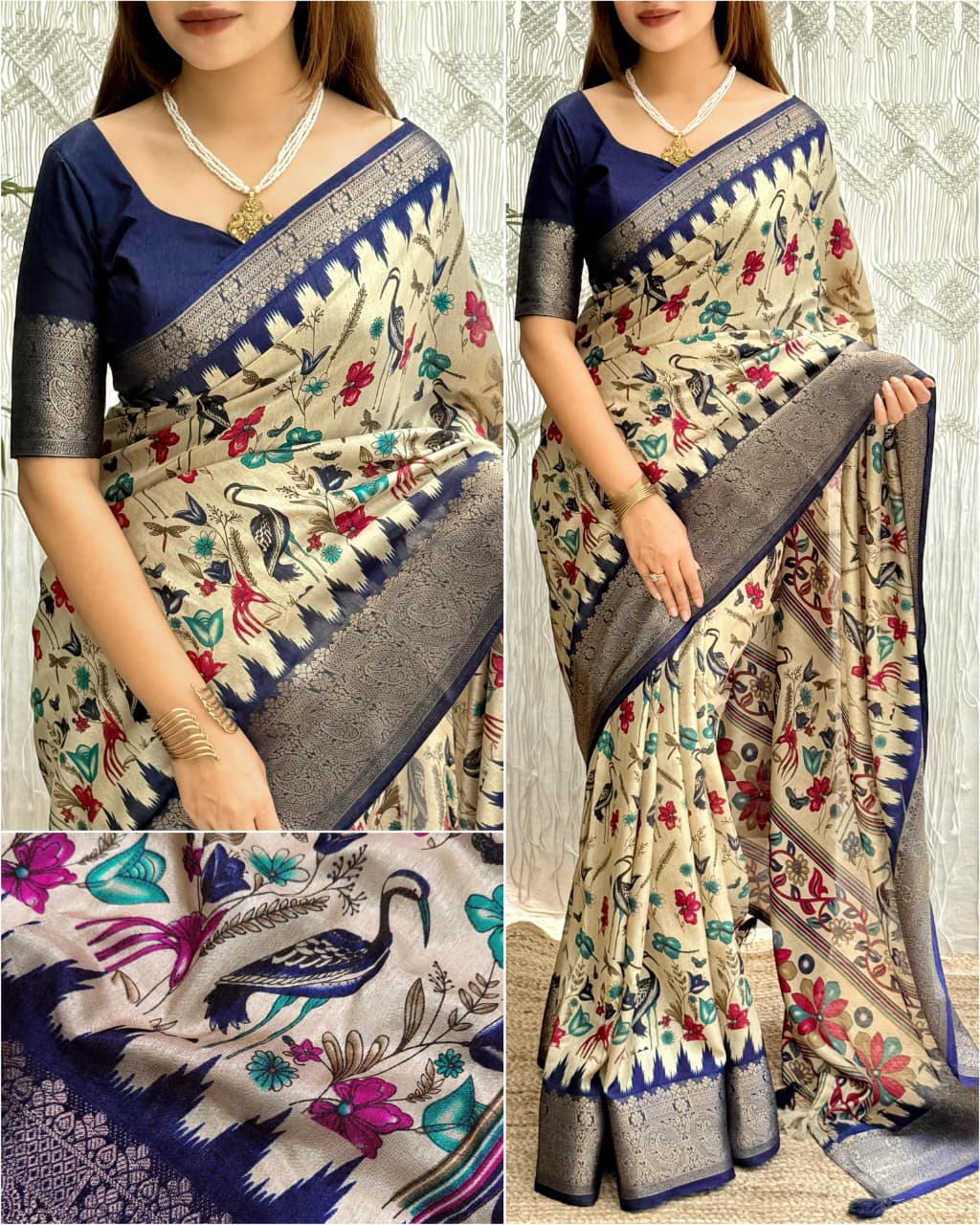Designer printed Heritage Kalamkari Saree