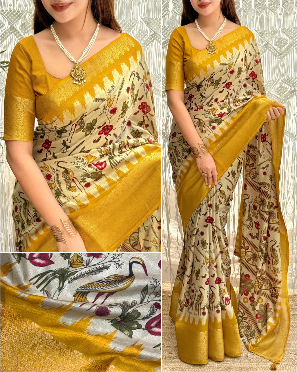 Designer printed Heritage Kalamkari Saree