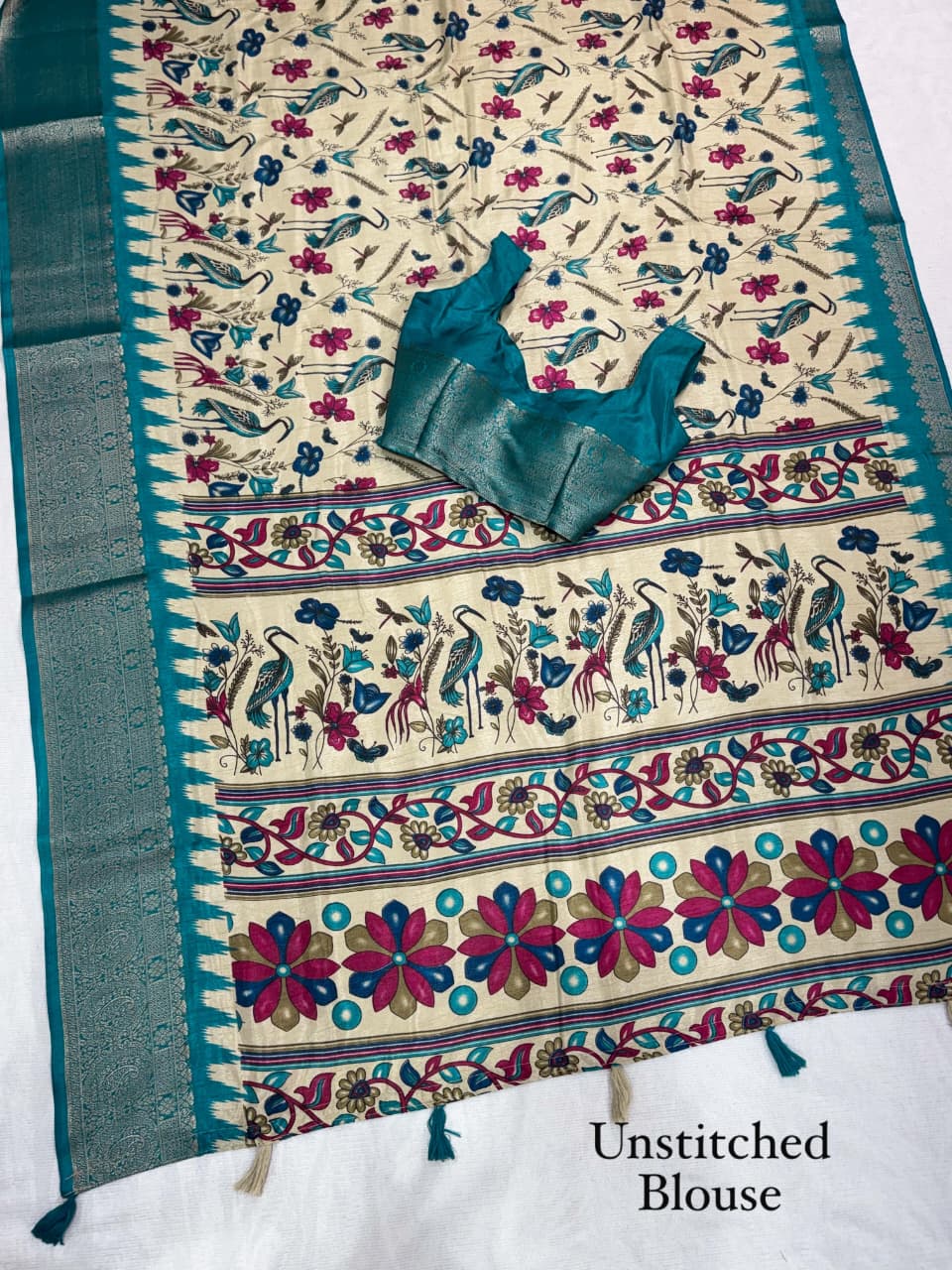 Designer printed Heritage Kalamkari Saree