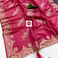 Premium Shiny Viscose Silk Foil Butta Saree with Gotta Work