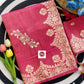 Premium Shiny Viscose Silk Foil Butta Saree with Gotta Work