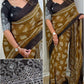 Pure Heavy Georgette Printed Saree with Zari Border and Designer Blouse