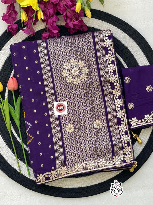 Premium Viscose Silk Saree with Dori Gotta Work & Designer Pallu