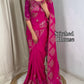 Graceful Self Jacquard Fandy Satin Saree with Ready-to-Wear Embroidered Blouse