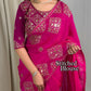 Graceful Self Jacquard Fandy Satin Saree with Ready-to-Wear Embroidered Blouse