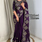 Graceful Self Jacquard Fandy Satin Saree with Ready-to-Wear Embroidered Blouse