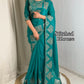 Graceful Self Jacquard Fandy Satin Saree with Ready-to-Wear Embroidered Blouse