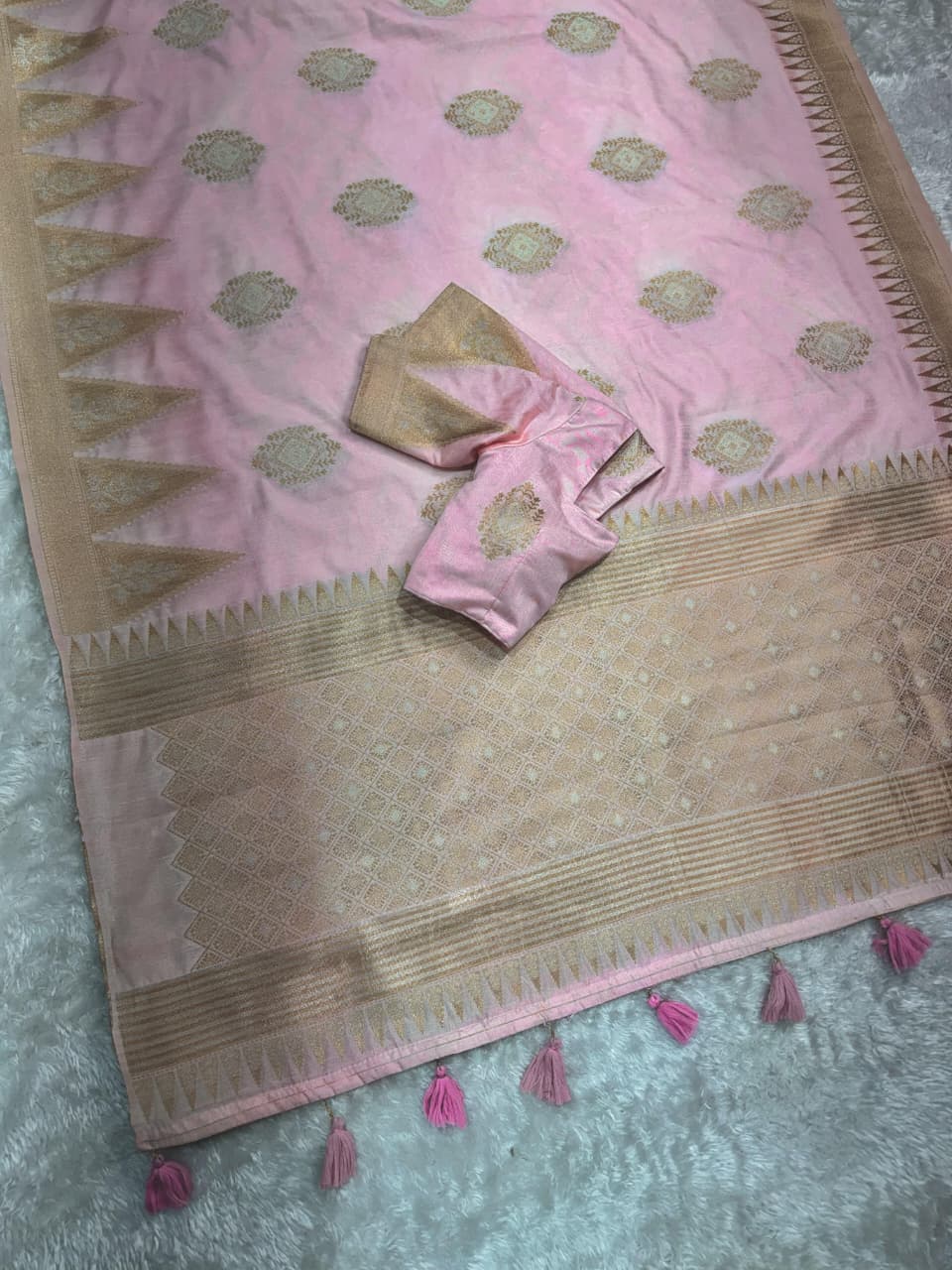 Festive Minakari Banarasi Cotton Silk Saree with Dual Zari Weaving