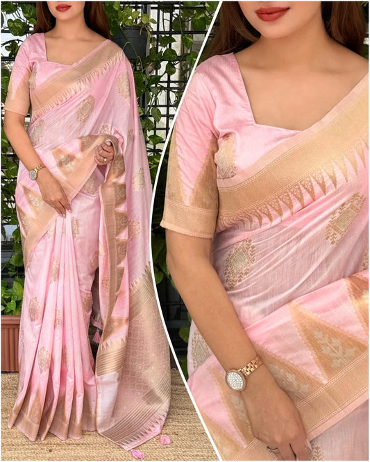 Festive Minakari Banarasi Cotton Silk Saree with Dual Zari Weaving