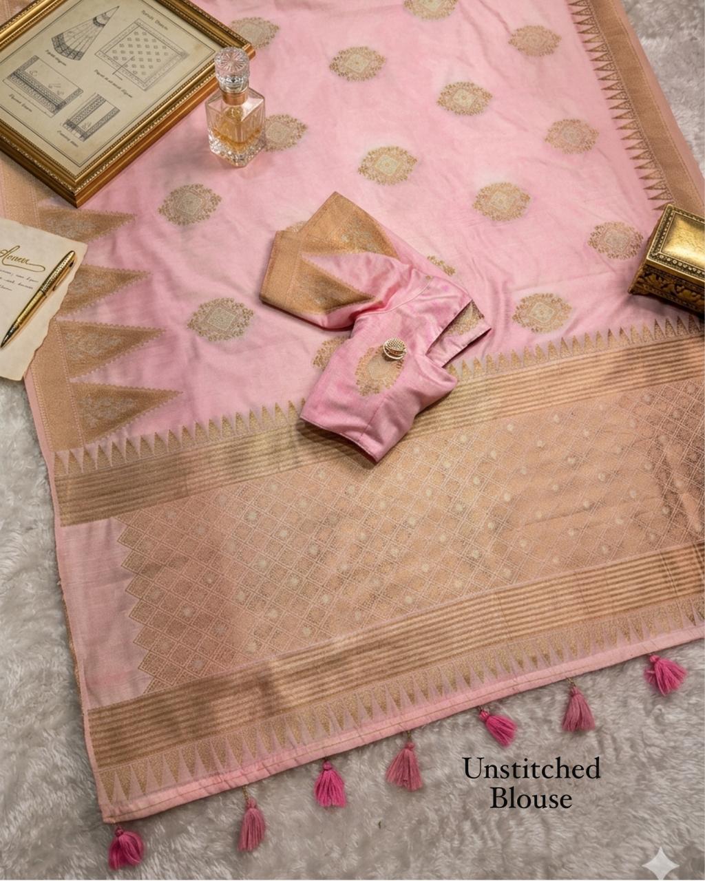 Festive Minakari Banarasi Cotton Silk Saree with Dual Zari Weaving