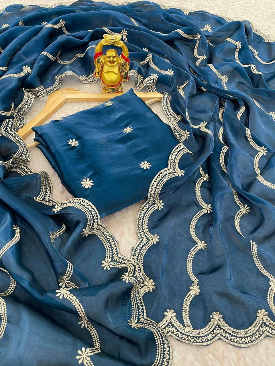 ✨ Regal Charm Jimmy Choo Silk Designer Party Wear Saree ✨