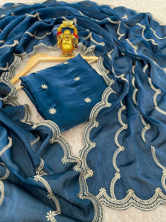 ✨ Regal Charm Jimmy Choo Silk Designer Party Wear Saree ✨