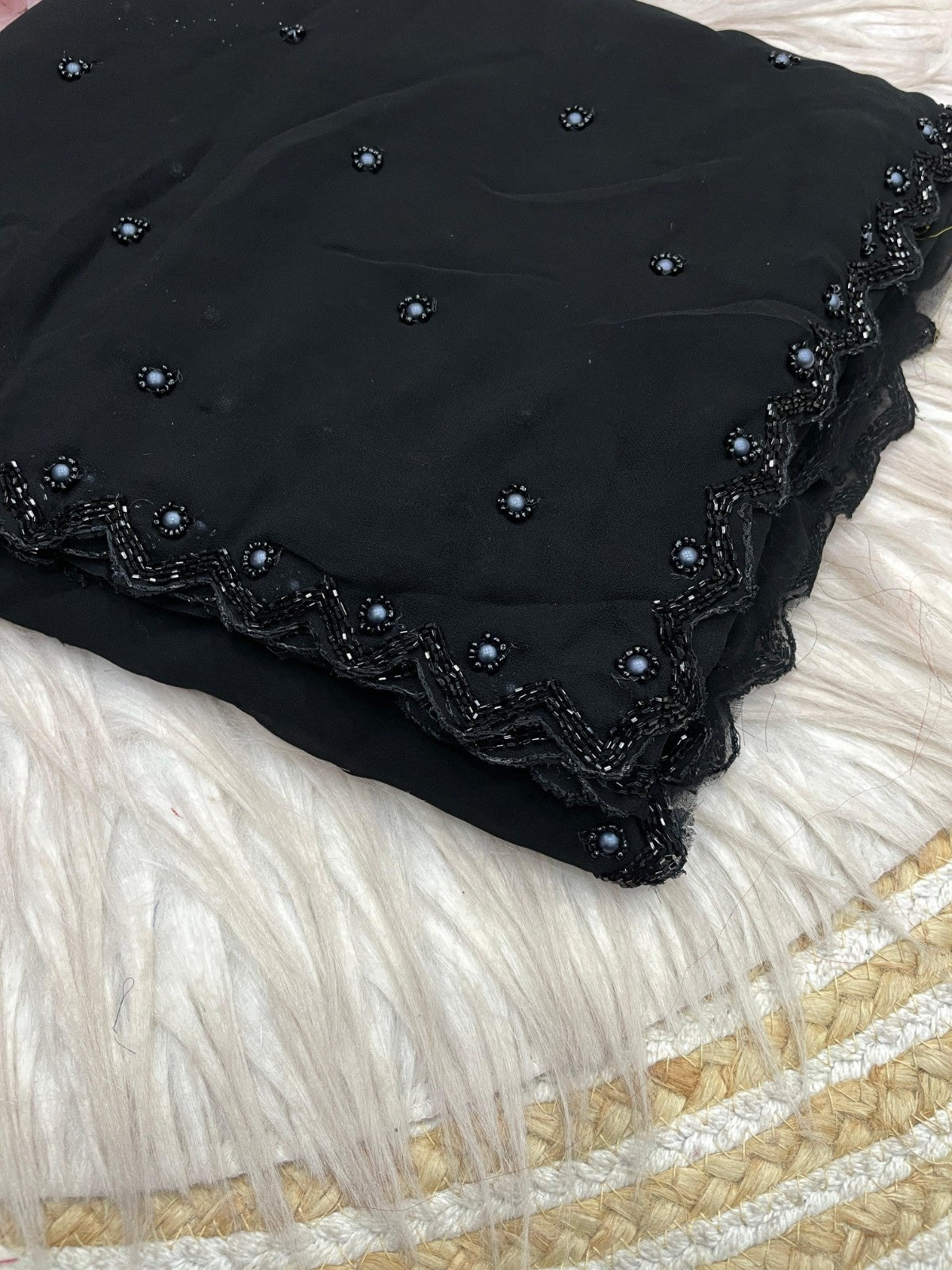 Fox Georgette Saree with Khatli Cut Dana, Moti & Diamond Handwork