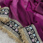 Rangriti Magenta Designer Embroidered Satin Saree