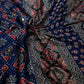 Soft Japan Satin Ajrakh Print Mirror Work Saree with Tassels