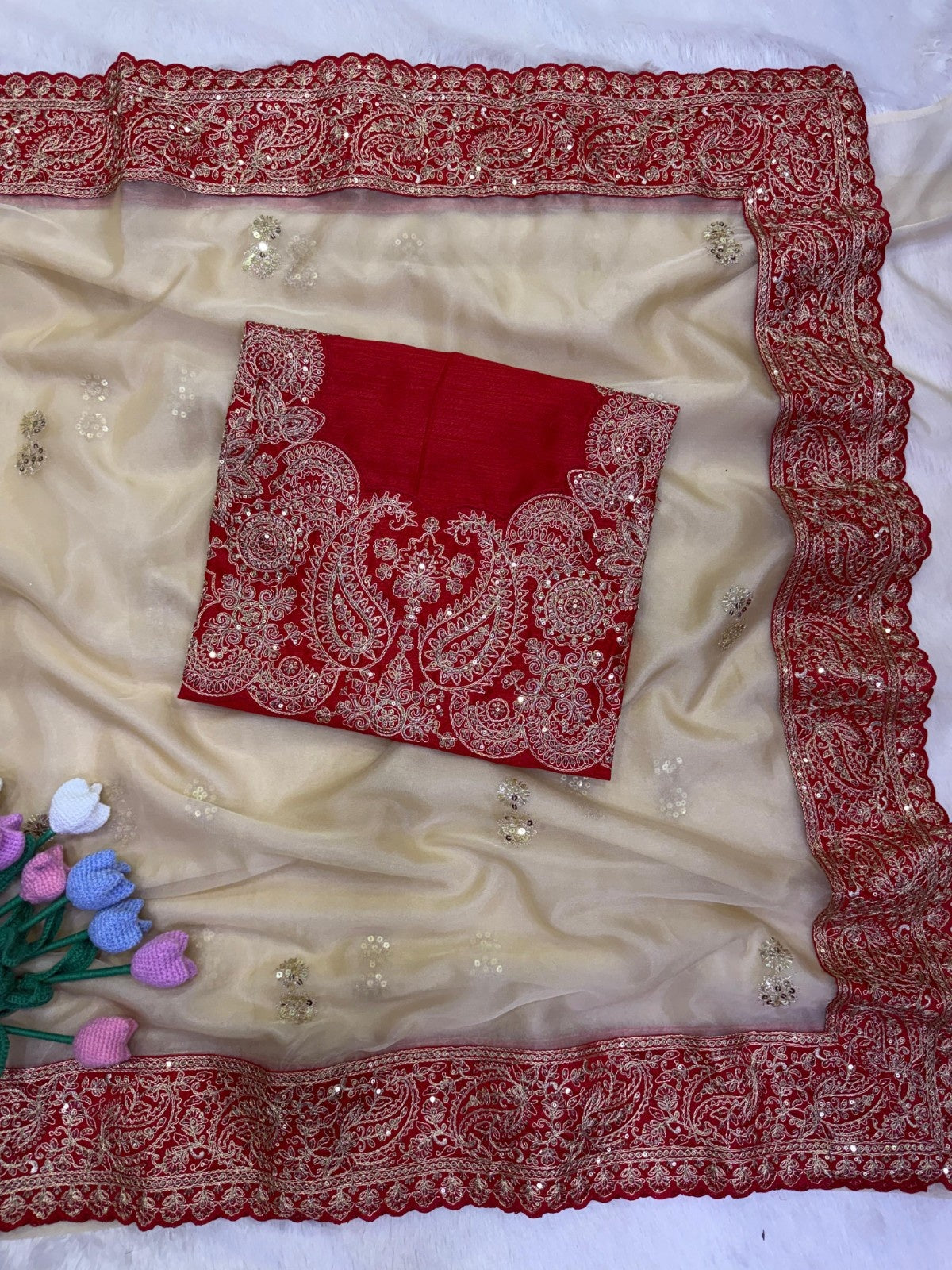 Designer Soft Zipsy Silk Embroidered Saree with Banglori Silk Blouse