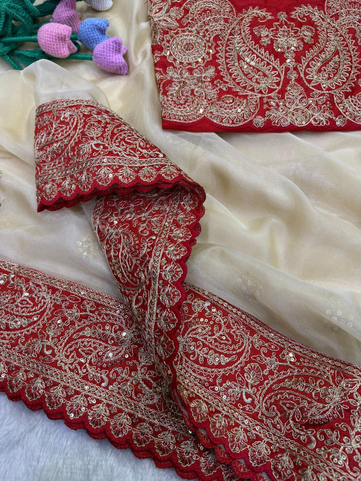 Designer Soft Zipsy Silk Embroidered Saree with Banglori Silk Blouse