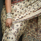 Heavy Japan Satin Ajrakh Print Saree with Real Mirror Work