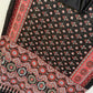 Heavy Japan Satin Ajrakh Print Saree with Real Mirror Work