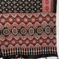 Heavy Japan Satin Ajrakh Print Saree with Real Mirror Work