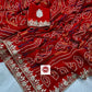 Special Saawan Red Bandhani Heavy Georgette Designer Saree with Gota Patti