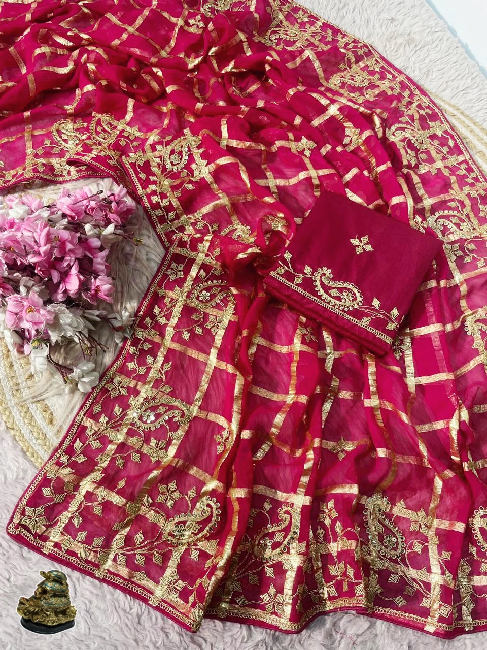 Soft Viscose Silk Designer Saree with Traditional Pitta Work & Heavy Mono Blouse