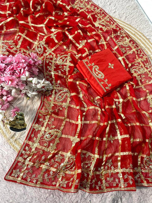 Soft Viscose Silk Designer Saree with Traditional Pitta Work & Heavy Mono Blouse