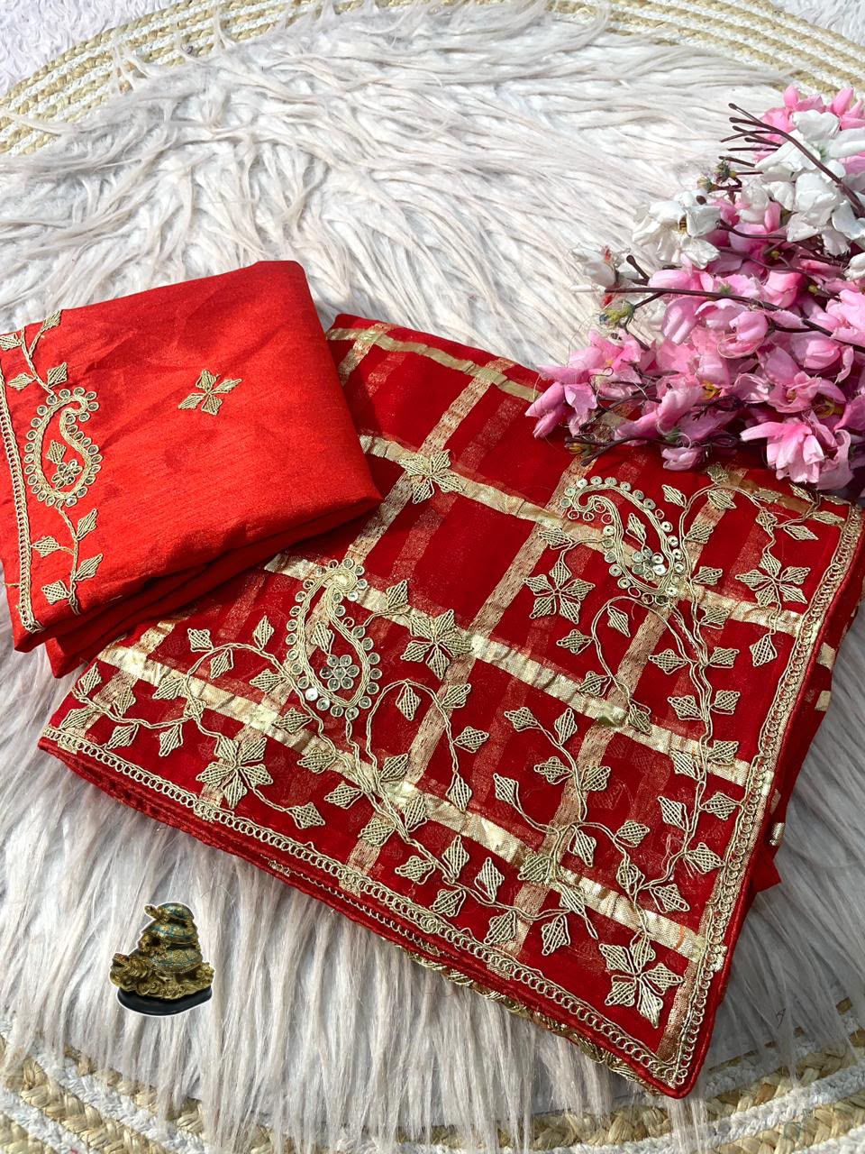 Soft Viscose Silk Designer Saree with Traditional Pitta Work & Heavy Mono Blouse